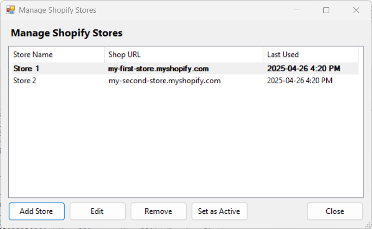 Manage Shopify Stores