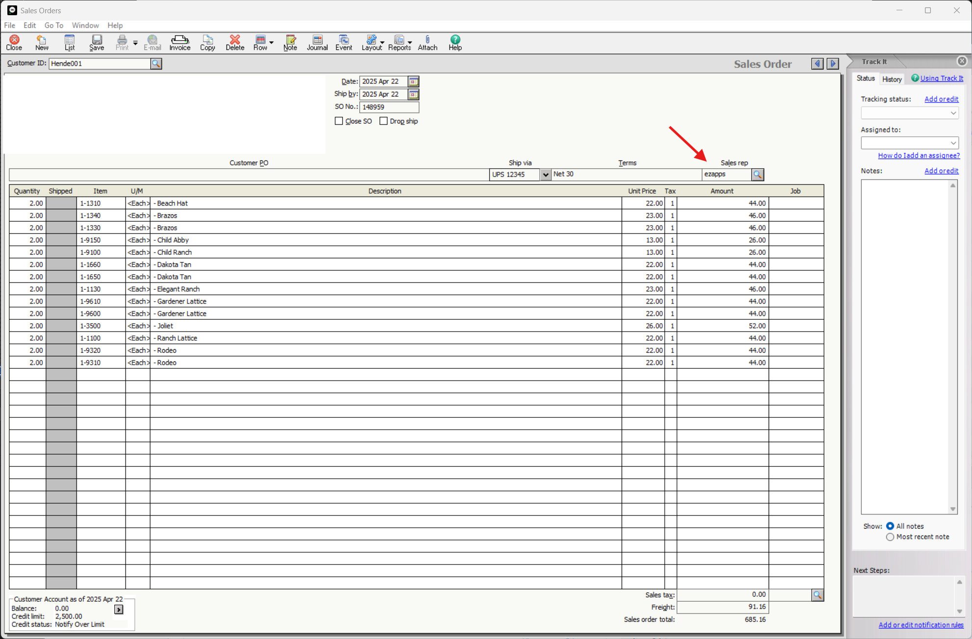 Sales Rep on Sales Order