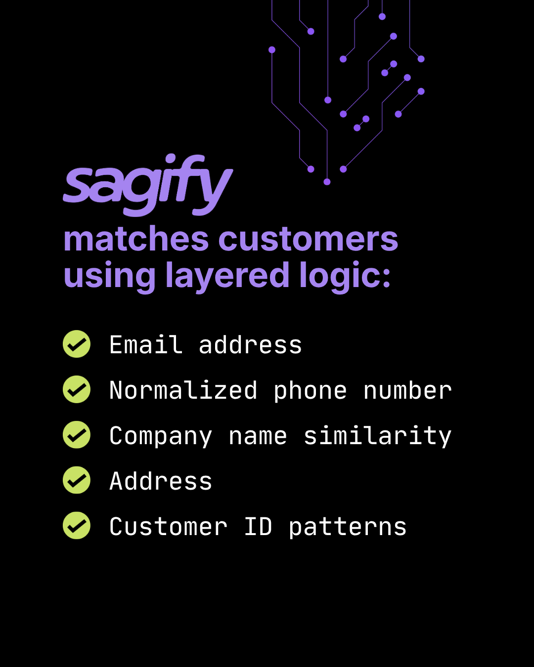 Customer matching rules in Sagify