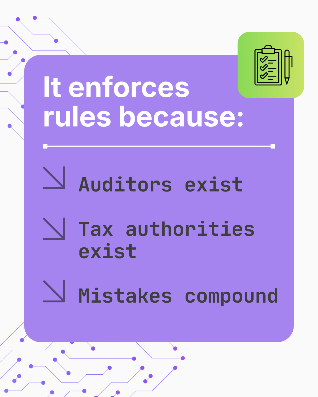 Bookkeeping constraints that scale