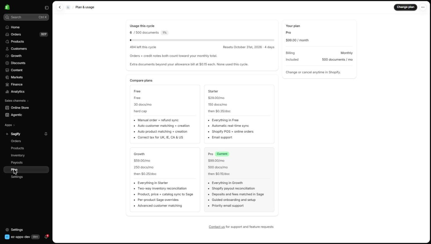 The Plan & usage page