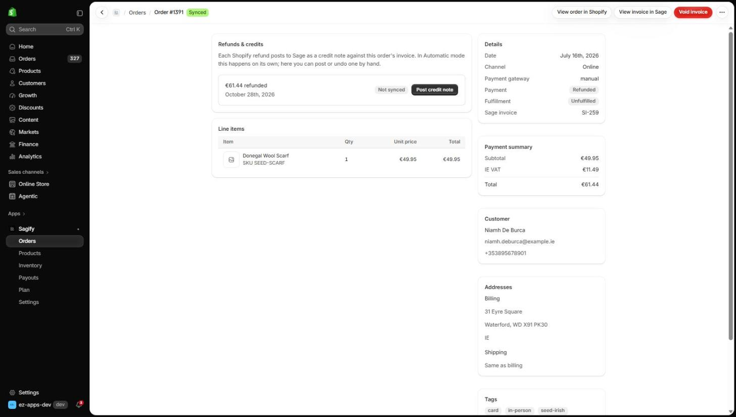An order with an unposted refund