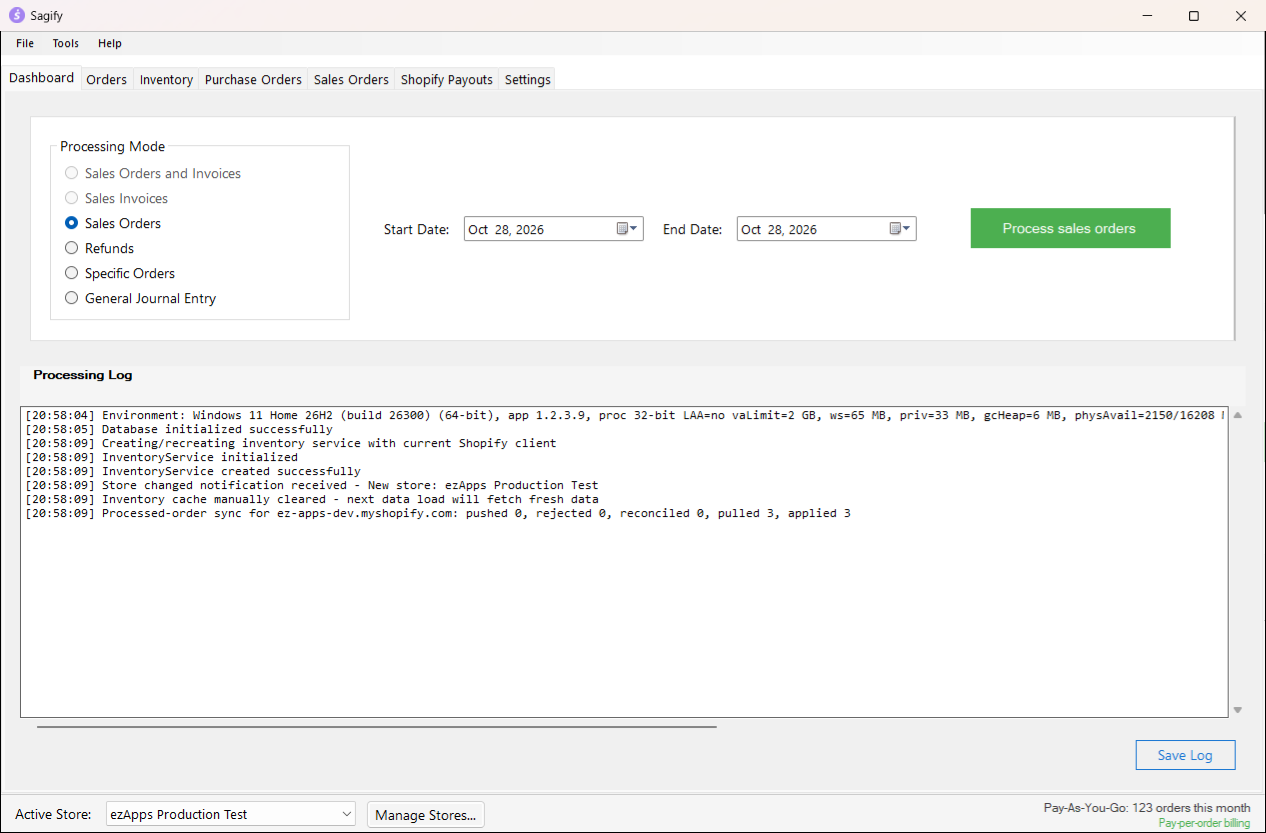 Sagify's main window on the Dashboard tab