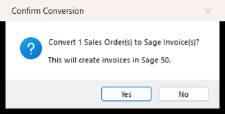 The conversion confirmation