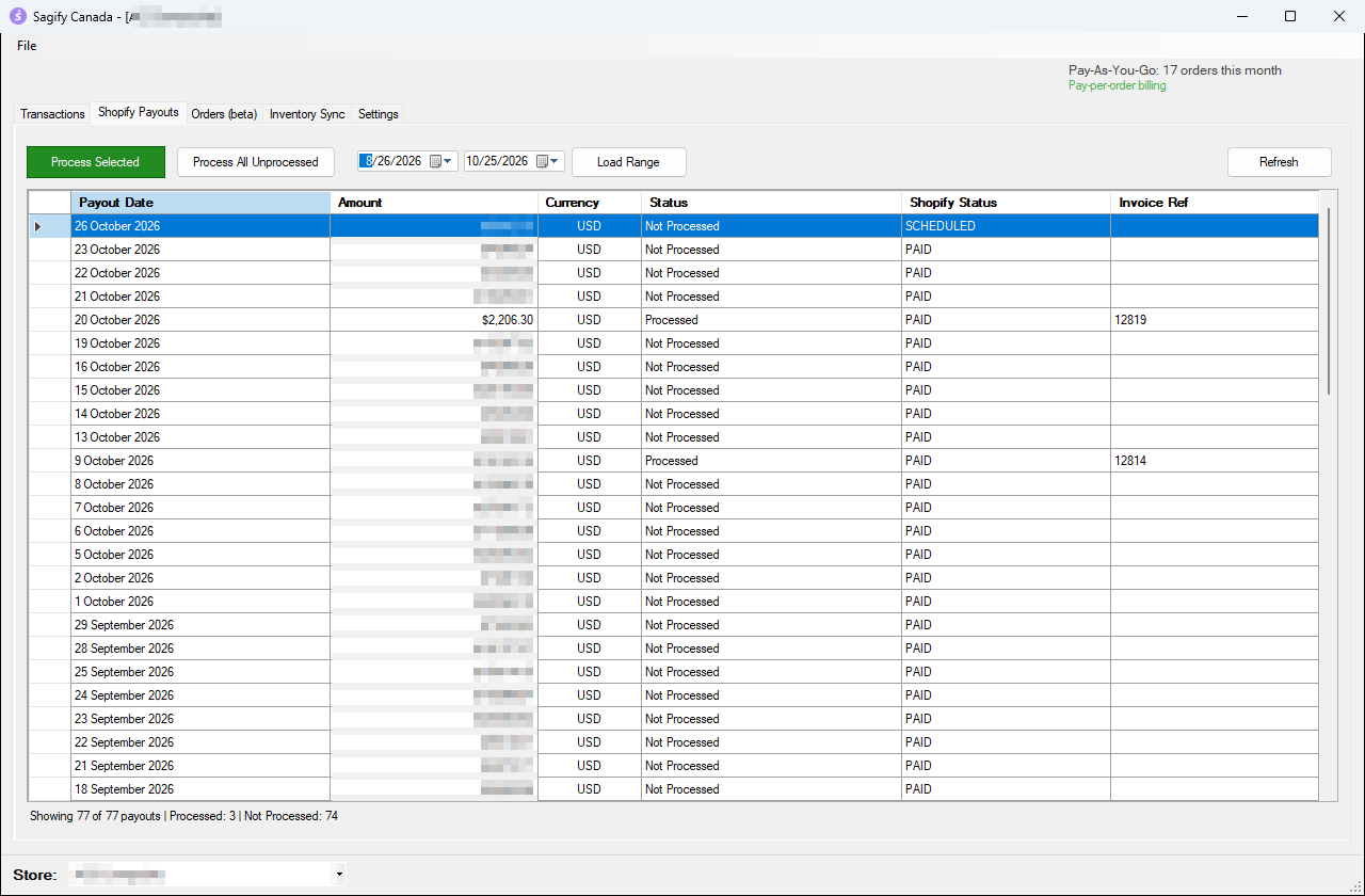 Payout processed